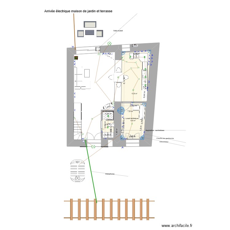 Plan maison gizia électricité RDC. Plan de 10 pièces et 100 m2