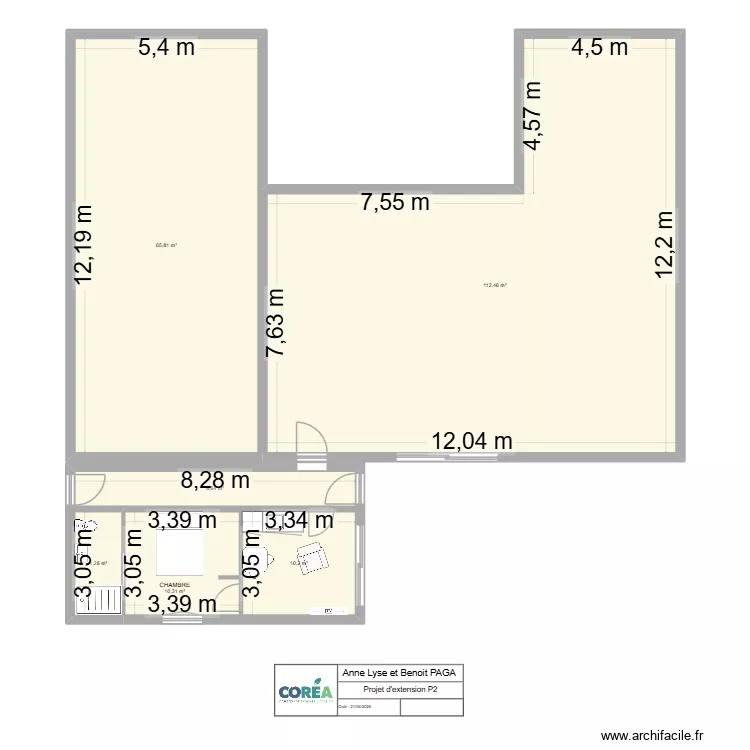 paga P2. Plan de 6  et 212 m²