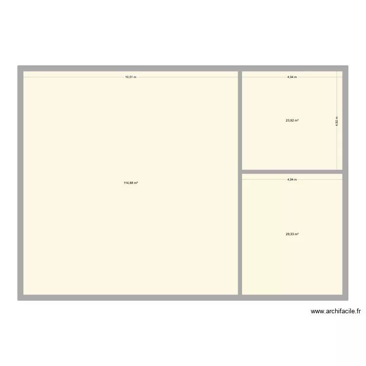 entrepot 1er etage. Plan de 3  et 168 m²