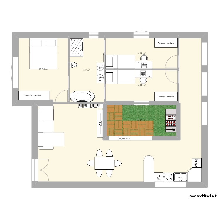 Idée maison 1.1. Plan de 6 pièces et 96 m2