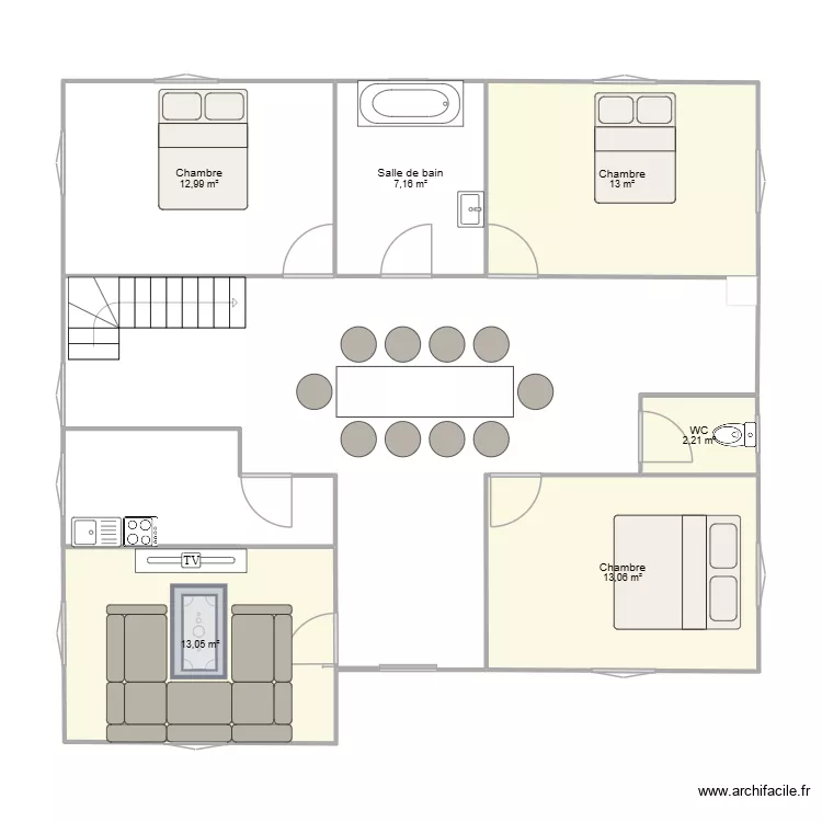 FDCX. Plan de 6  et 61 m²