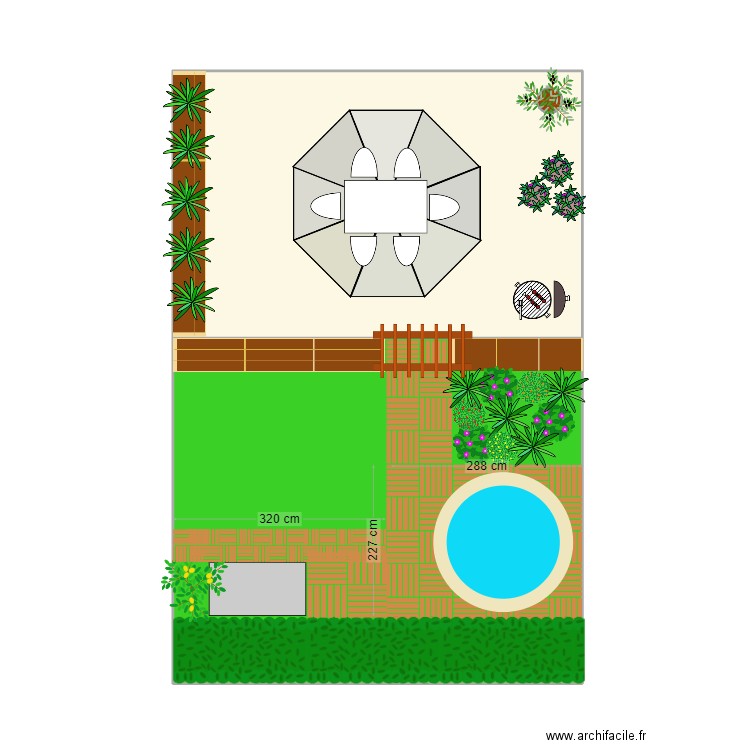 Jardin. Plan de 2 pièces et 56 m2