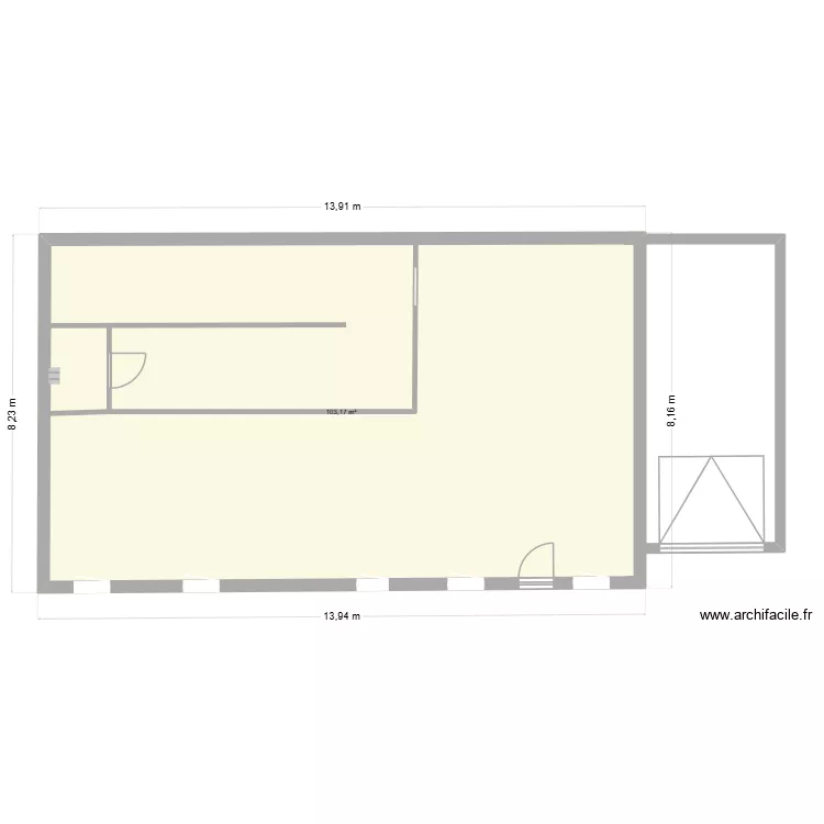 L'1PREVU. Plan de 1 et 103 m² L'1PREVU. Plan de 1 et 103 m²