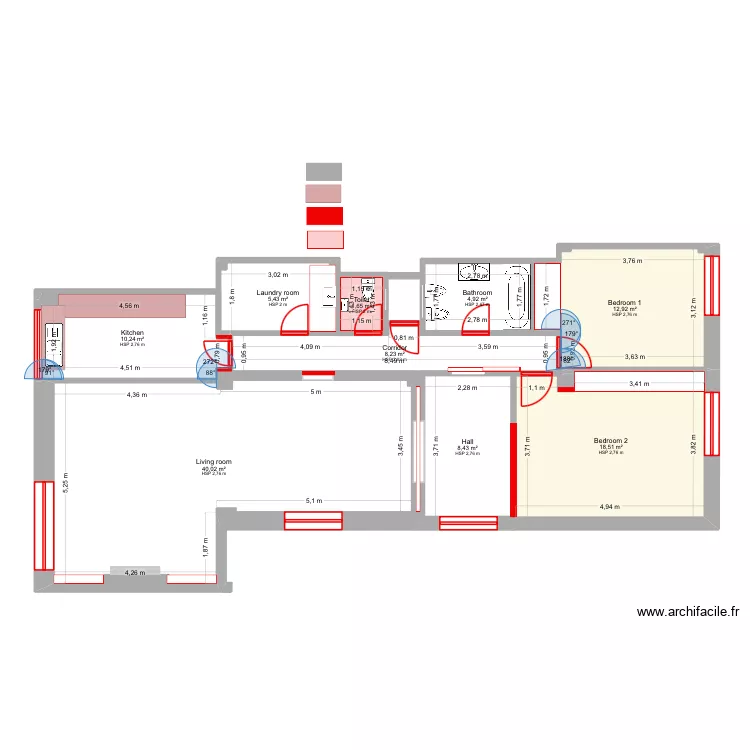 Dafni. Plan de 9 pièces et 110 m²