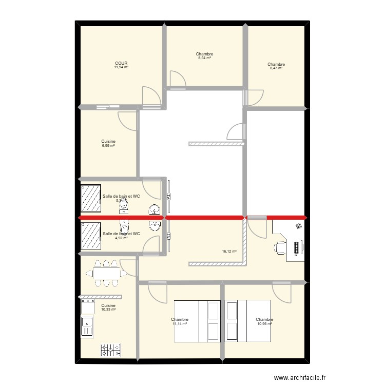 145 2 APPRT. Plan de 10 pièces et 95 m2