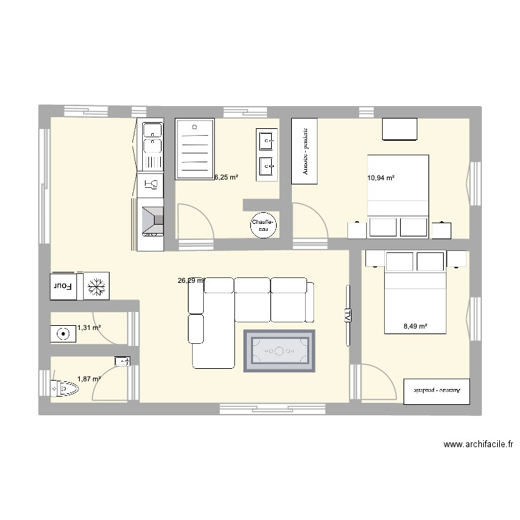 GARAGE BISCA. Plan de 6 pièces et 55 m2