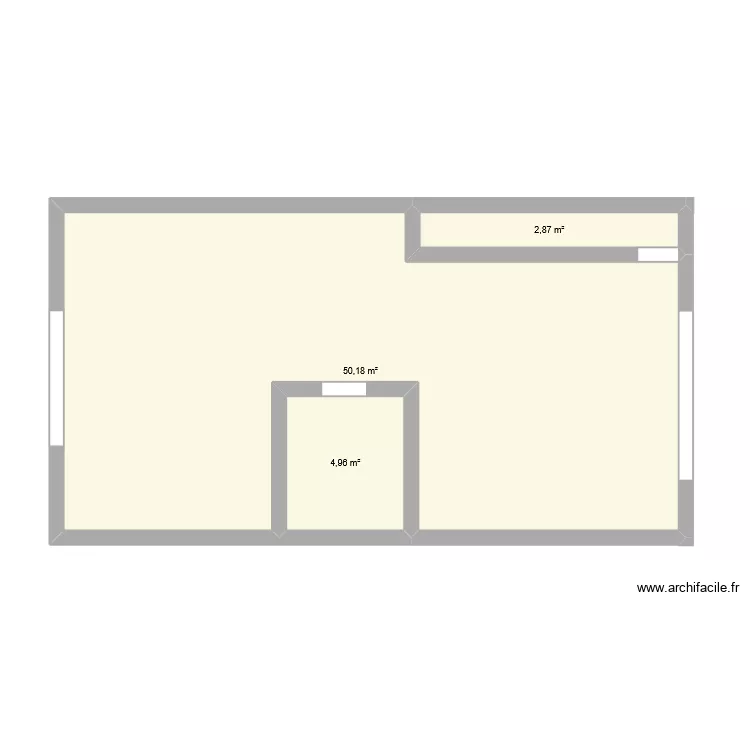 D&eacute;corticage. Plan de 3  et 58 m²