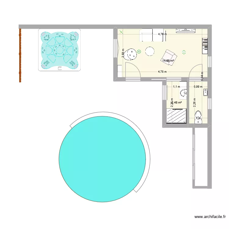 LACAUGNE 1. Plan de 2  et 17 m²