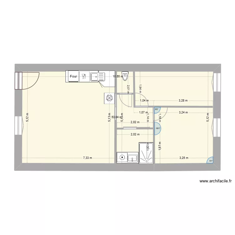 berthelo. Plan de 1  et 54 m²