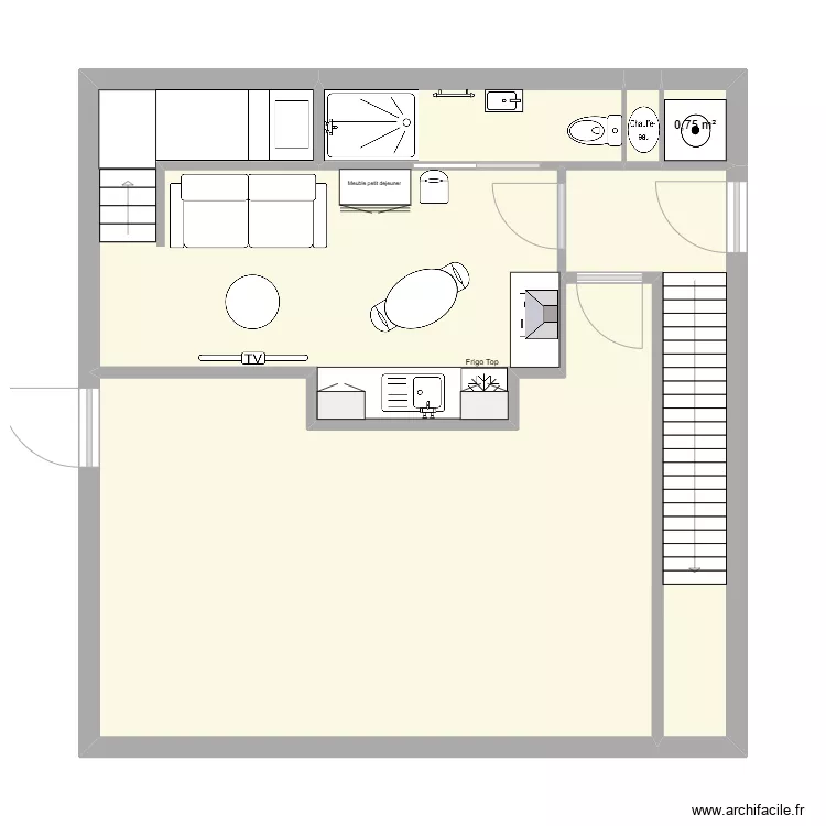2 studio 1er &eacute;tage. Plan de 