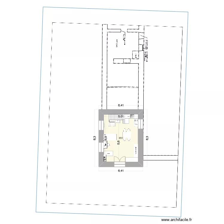 Long&egrave;re escalier ouest fenetre nord. Plan de 