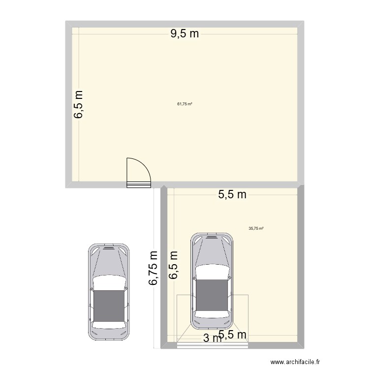 plan 2. Plan de 2 pièces et 98 m2