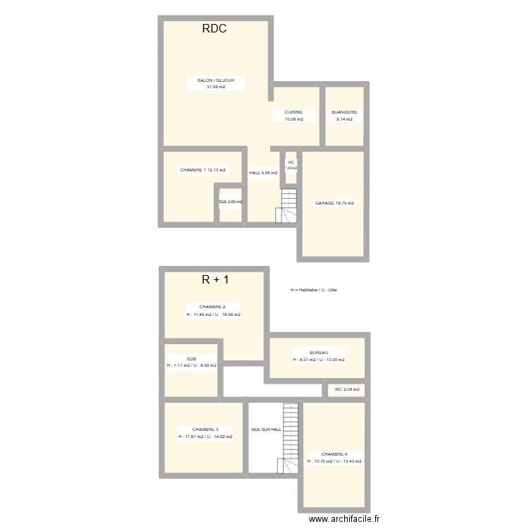 test. Plan de 11 pièces et 182 m2