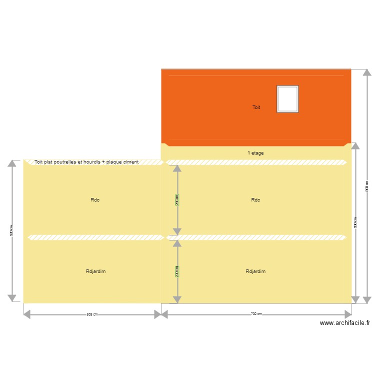 plano façade lateral gauche 2024. Plan de 9 pièces et 114 m2