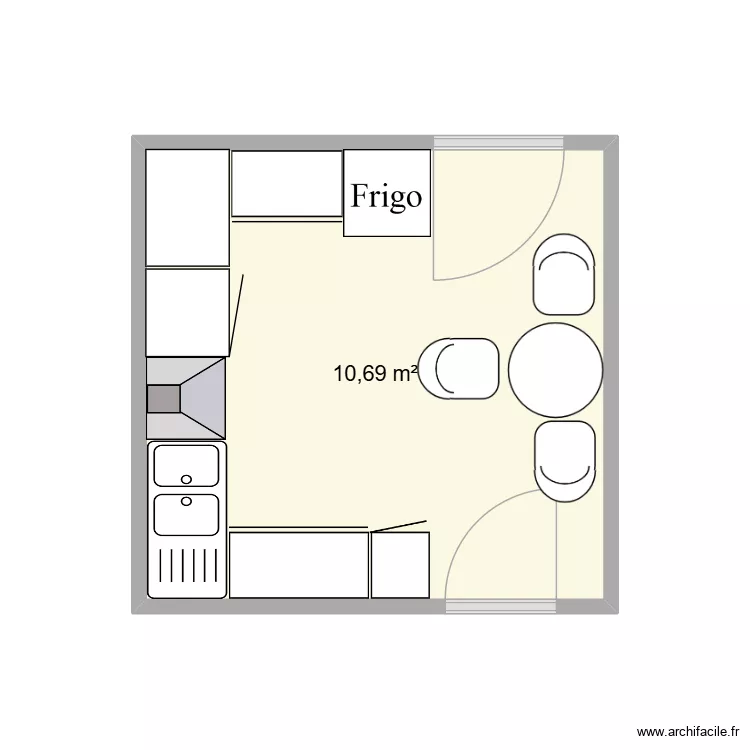 cuisine gonesse zeyz. Plan de 1  et 11 m²
