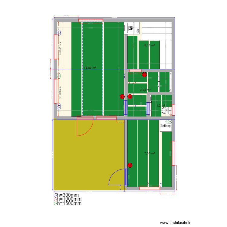 Киржач 1 эл ТП. Plan de 6 pièces et 44 m2