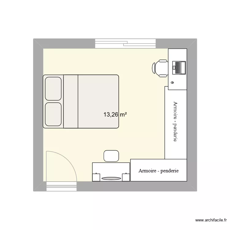 alia. Plan de 1 Pièce et 13 m²