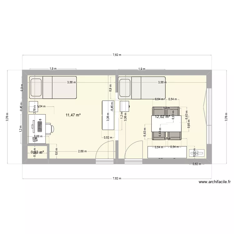 Appart-Neris-2. Plan de 3 et 24 m² Appart-Neris-2. Plan de 3 et 24 m²