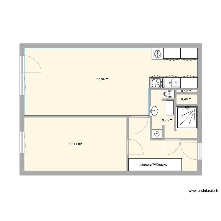 ArchiFacile PRO Bínova 1. Plan de 5 pièces et 45 m2