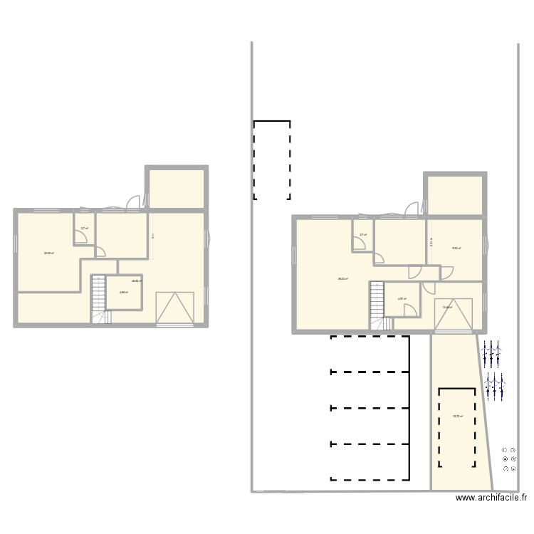 Haut soleil cave. Plan de 4 pièces et 73 m2