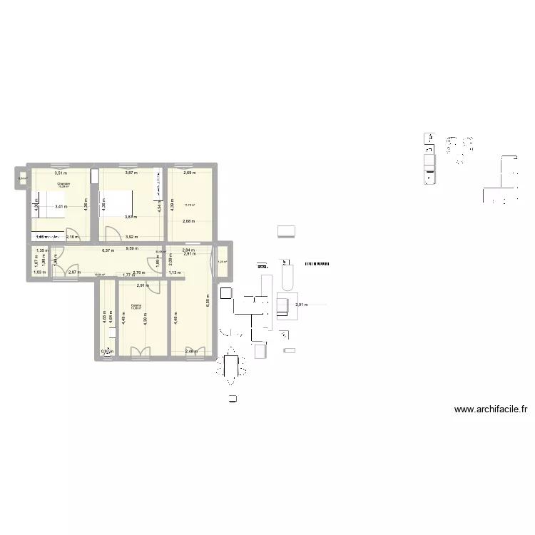 LES HALLES version 1. Plan de 7 et 94 m² LES HALLES version 1. Plan de 7 et 94 m²