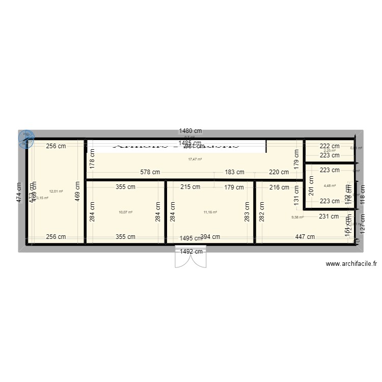 Bureaux sainte gemmes 4. Plan de 14 pièces et 68 m2