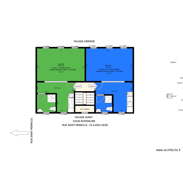 saint remâcle 23. Plan de 9 pièces et 57 m2
