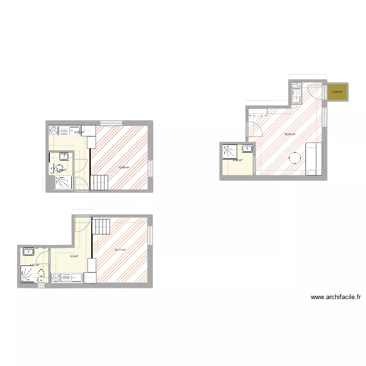 STUDIO N&deg;4/1/3. Plan de 