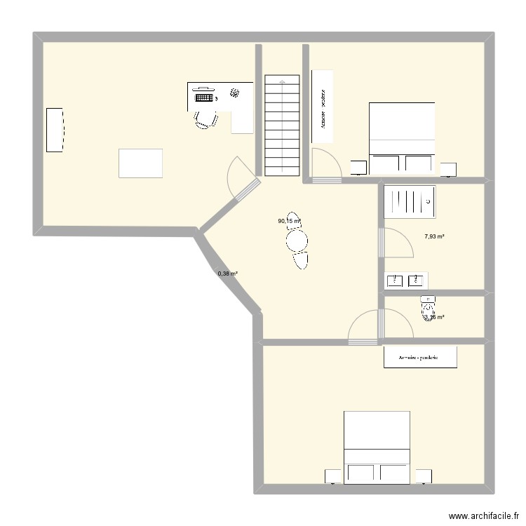 CHAMBRE PARENTALE. Plan de 4 pièces et 102 m2