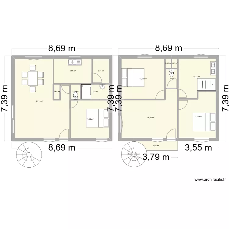 tarek2. Plan de 15  et 113 m²