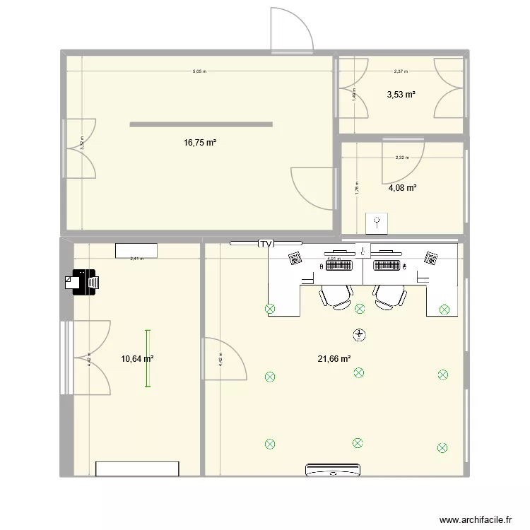 Plan1eracc. Plan de 5  et 57 m²