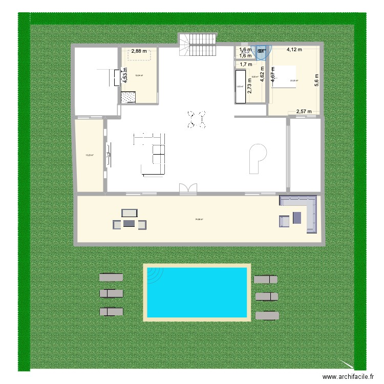 premier étage. Plan de 7 pièces et 135 m2