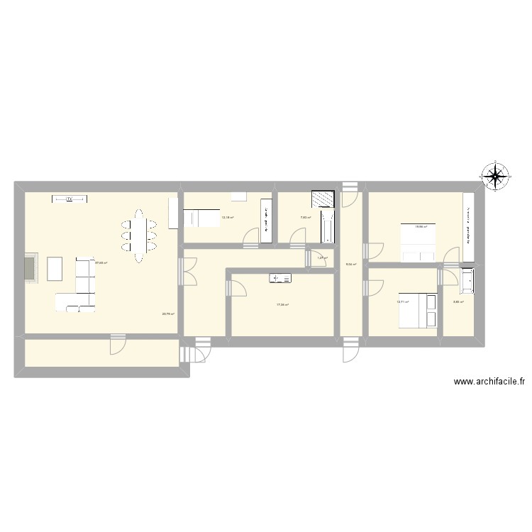 Maison M. BONJOUR. Plan de 10 pièces et 170 m2