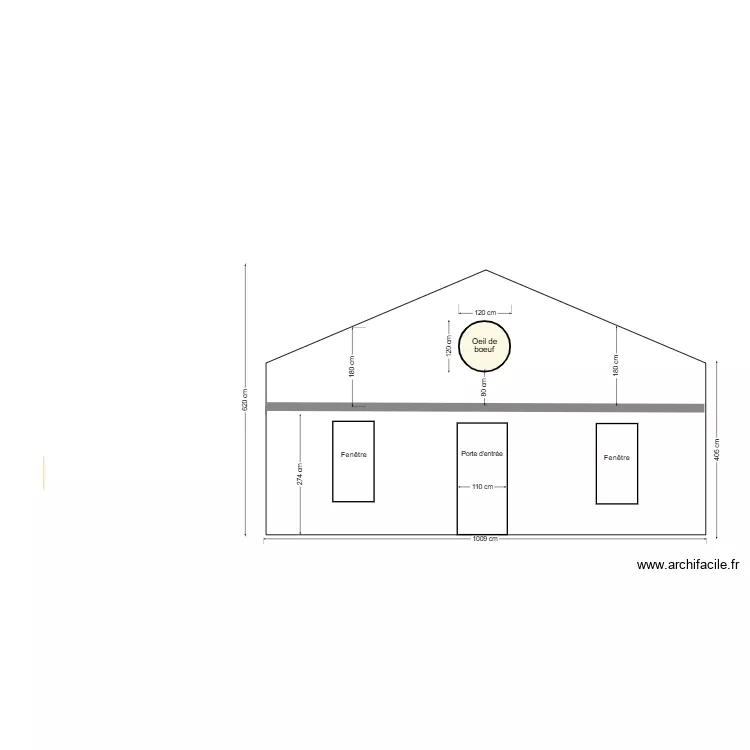 Fenêtre oeil de boeuf façade sud 1.1. Plan de Fenêtre oeil de boeuf façade sud 1.1. Plan de