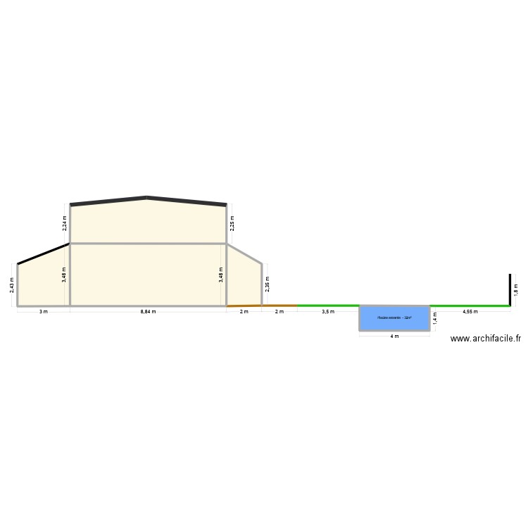 plan coupe piscine gil. Plan de 5 pièces et 70 m2