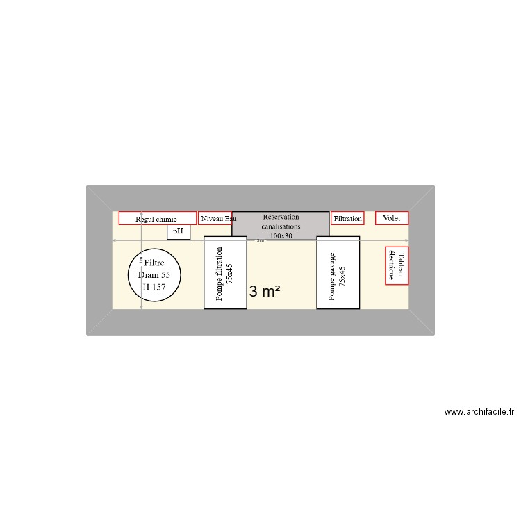 MULLIEZ - Le Touquet. Plan de 1 pièce et 3 m2