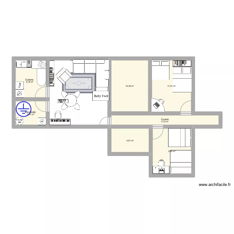 Bunker. Plan de 7  et 52 m²