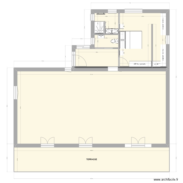 Agrandissement  - Version 40m² - avec mur intérieur - V4. Plan de 7 pièces et 149 m2