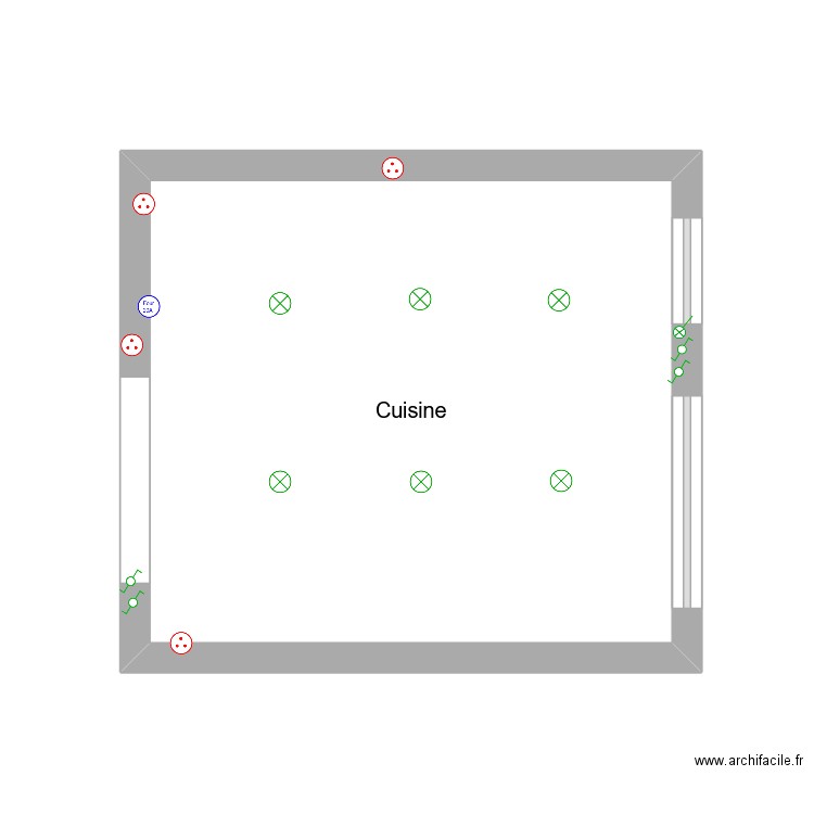 cuisine. Plan de 1 pièce et 17 m2