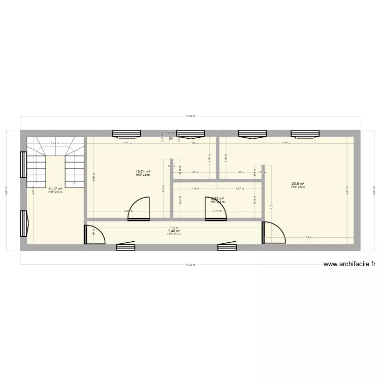 salle &eacute;tage mairie  ( salle du personnel + stockage ). Plan de 