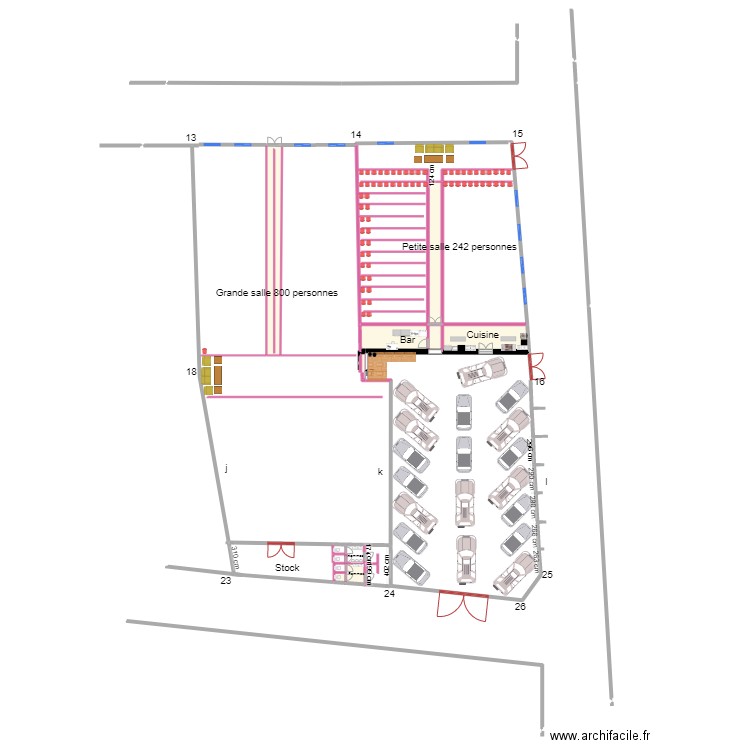 Amenagement de 2 salles. Plan de 7 pièces et 98 m2