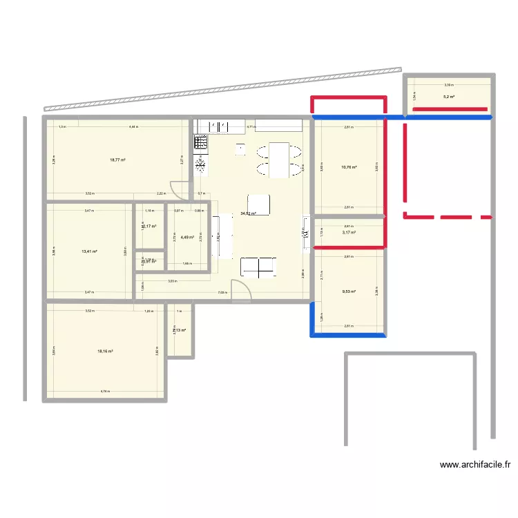 Plan iminent. Plan de 12  et 123 m²