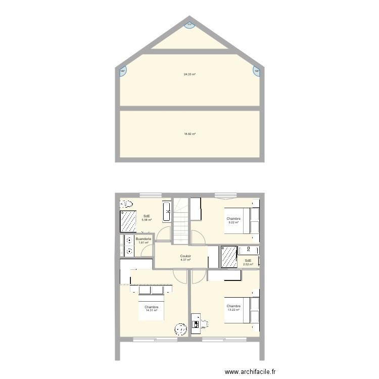 Maison Projet 17 ter. Plan de 16 pièces et 151 m2