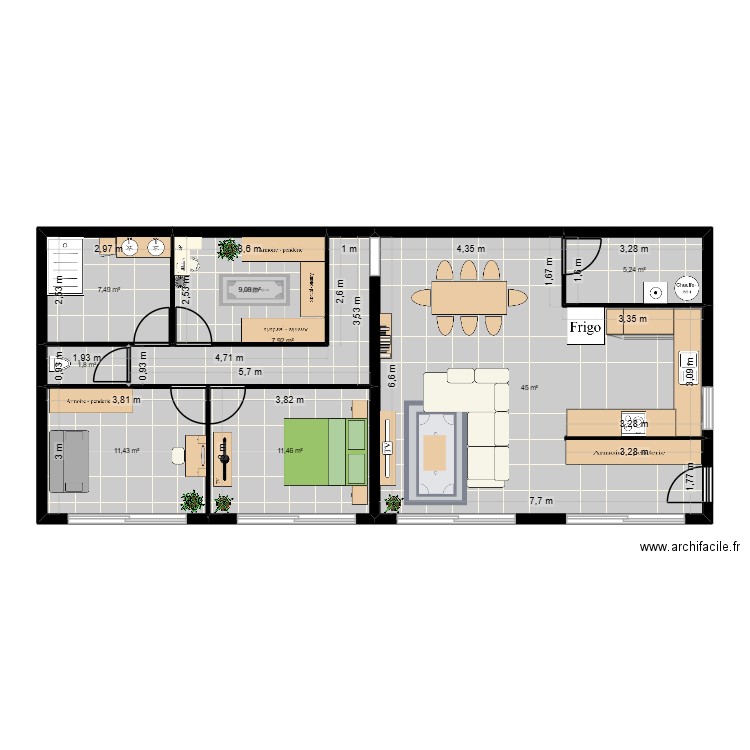 plan1 romain. Plan de 8 pièces et 99 m2