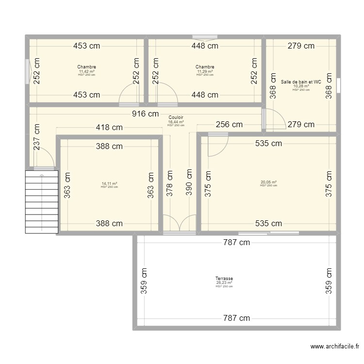 2eme etage. Plan de 7 pièces et 112 m2