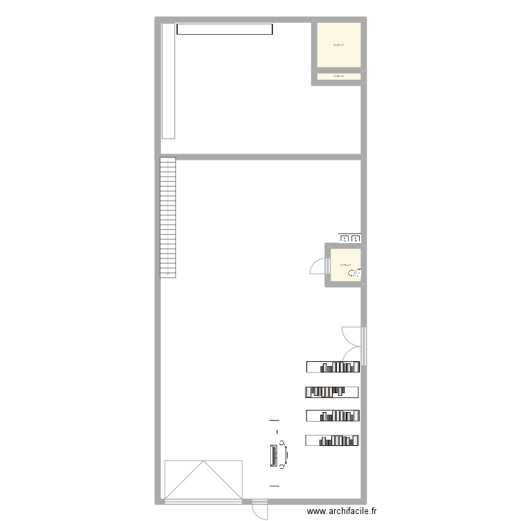 atelier. Plan de 3 pièces et 9 m2