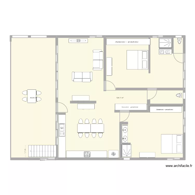 PLAN MAISON UN. Plan de 2  et 173 m²