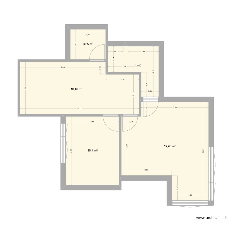 LOVERVAL étage 2. Plan de 5 pièces et 55 m2