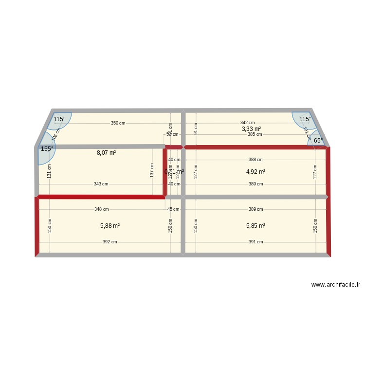 Plan de coupe . Plan de 6 pièces et 29 m2