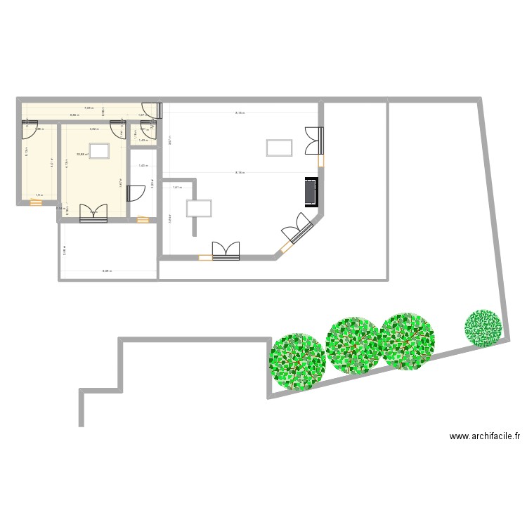LONGEVILLE. Plan de 1 pièce et 33 m2